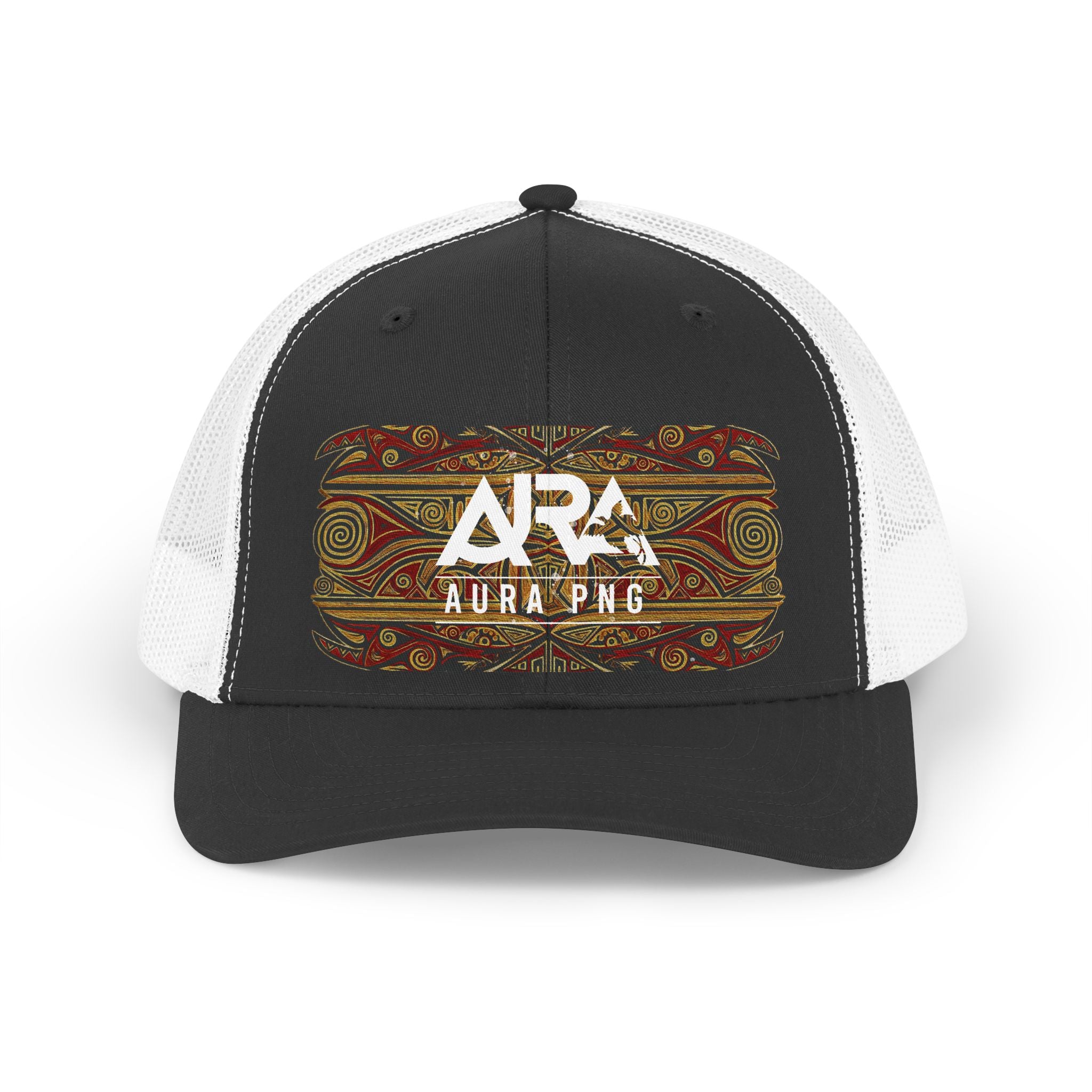 Papua New Guinea Heritage Aura Trucker Hat | Retro Tribal Emblem
