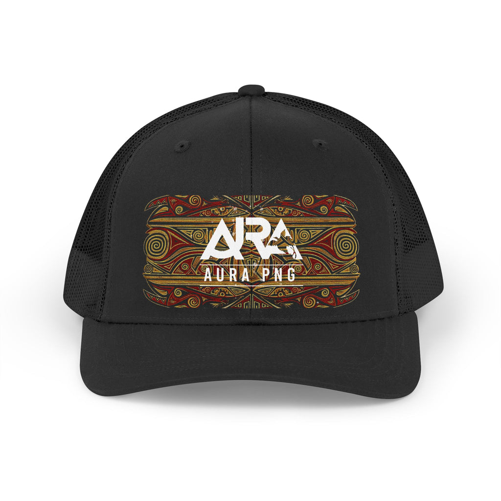 Papua New Guinea Heritage Aura Trucker Hat | Retro Tribal Emblem